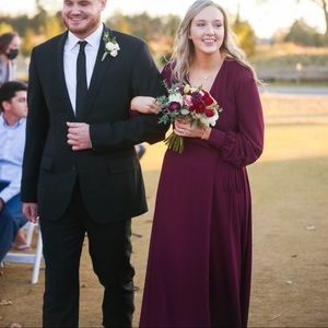 Lulus My Whole Heart Plum Long Sleeve Wrap Dress